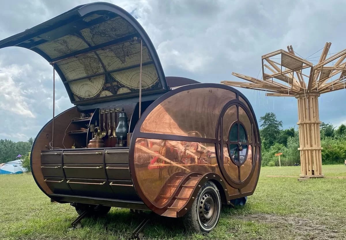 TearDropSteamPunk02-1200 - 1EarthMedia Steampunk Teardrop Trailer by The Love Bird Company