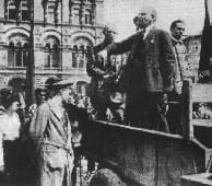 soviet04a - 1EarthMedia Vladamir Lenin is pictured standing on the bed of a truck addressing a crowd in Red Square.
