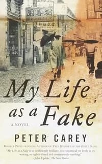 AngryPenguins-PeterCarey - 1EarthMedia Book cover My Life as a Fake by Peter Carey