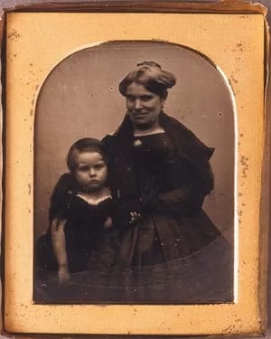 GoodmanLawson005 - 1EarthMedia George B. Goodman, 'Caroline and Son Thomas James Lawson', May 1845. Bathurst, ninth-plate, uncased daguerreotype in pinchbeck frame. Mitchell Library, State Library of New South Wales, Sydney, MIN 323.