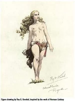 US015 - 1EarthMedia Figure drawing, Roy G Krenkel, inspired by Norman Lindsay