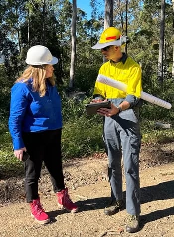 Minister-Moriarty-visits-North-Coast-State-Forests350 - 1EarthMedia Minister for Agriculture The Hon. Tara Moriarty MLC with Forestry Corporation of NSW Senior Ecologist Chris Slade in Bagawa State Forest
