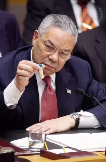 2003 invasion of Iraq was a ‘mistake’ based on lies Colin Powell holds up a vial at the UN Photo: Mark Garten