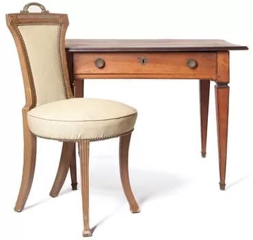 DirectoireWritingTable - 1EarthMedia A Directoire Fruitwood Writing Table with Associated Empire Style Chair