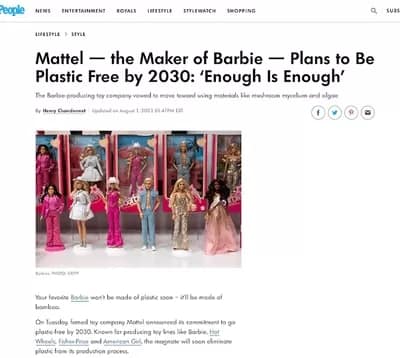 People - 1EarthMedia MyCelia EcoWarrior Barbie hoax People magazine