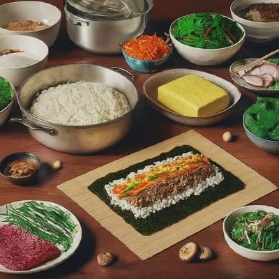 Korean Gimbap preparation