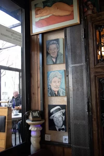 entrepots004-400 - 1EarthMedia Serge Gainsbourg and Maurice Chevalier at Bar L'Entrepot, Belleville, Paris © Mark Anning photo 2022