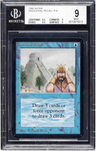 MagicTheGatheringAncestralRecall - 1EarthMedia Magic: The Gathering Alpha Edition Ancestral Recall BGS 9 (Wizards of the Coast 1993)