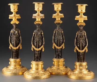 DirectoireCandlestick - 1EarthMedia French Directoire Patinated and Gilt Bronze Candlesticks
