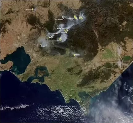 2018-30april400 - 1EarthMedia MODIS Rapid Response Terra Satellite image taken 30 April 2018 showing the smoke intensity of the planned burns. NASA 2018