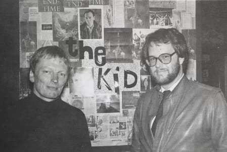 JohnBell-MichaelDonovan400 - 1EarthMedia John Bell and Michael Donovan at Nimrod Theatre, The Kid © Mark Anning photo 1983