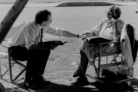 AFTRS052 - 1EarthMedia Kenneth Radley and Hazel Townsend reading their scripts between takes