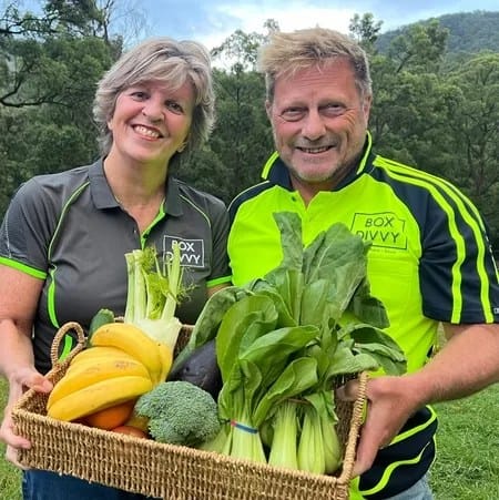 Box Divvy founders Anton and Jayne at the farm