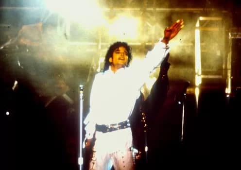 Michael Jackson in white - 1EarthMedia Michael Jackson in concert © Mark Anning photo 1987