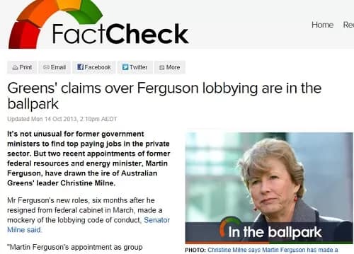 2014-03-31martinferguson1 - 1EarthMedia The verdict: By taking up the appointment within the cooling off period it can be argued that Mr Ferguson has made a mockery of the intent and spirit of the code