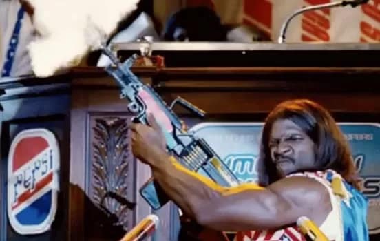Idiocracy - 1EarthMedia President Dwayne Elizondo Mountain Dew Herbert Camacho gives his State of the Union address in the movie "Idiocracy"