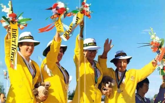 Lawn Bowls at Auckland Commonwealth Games 1990 the fours team Audrey Rutherford, Daphne Shaw, Marion Stevens & Dorothy Roche