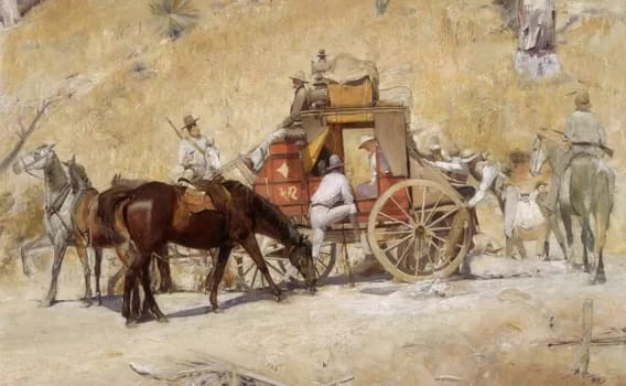 CobbCo003 - 1EarthMedia Bail Up by Tom Roberts - Cobb & Co coach