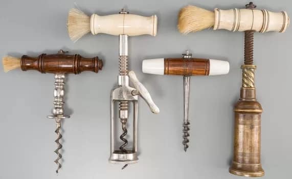 Are Old & Vintage Corkscrews Collectible? Four Bone (bovine), Wood, Bronze, and Steel Corkscrews, late 19th-early 20th century sold at auction in 2017 for $1,125.00