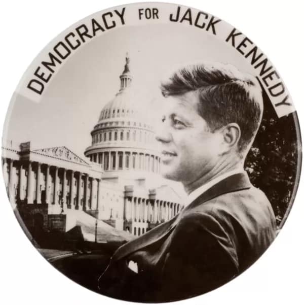 politicalbutton008-600 - 1EarthMedia Democracy for Jack Kennedy button