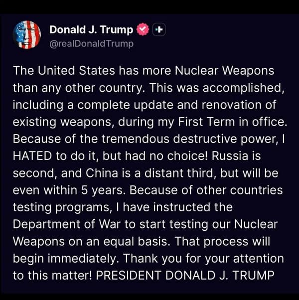 Trump resumes nuclear testing