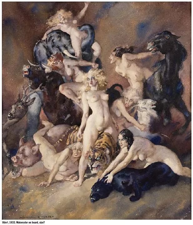US011 - 1EarthMedia Untitled, Norman Lindsay, 1933, watercolour on board
