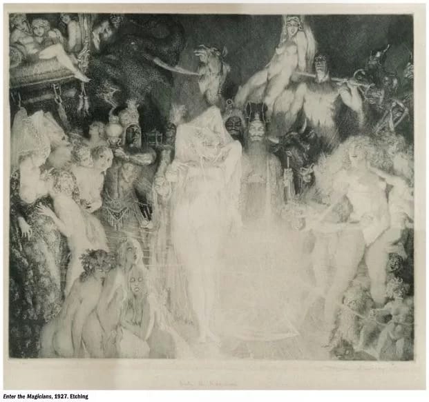 US006 - 1EarthMedia Norman Lindsay’s etching Enter the Magicians, 1927