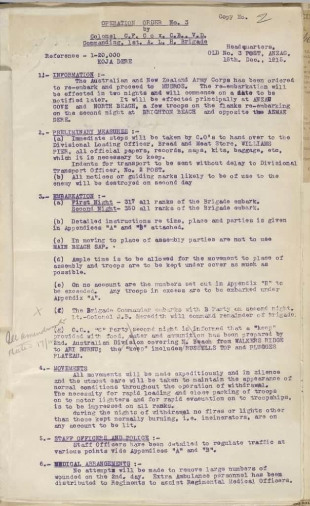 anzac-orders - 1EarthMedia ANZAC - order to evacuate