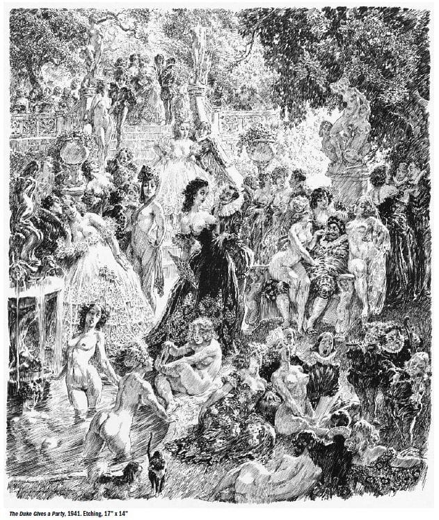 uS013 - 1EarthMedia The Duke gives a Party, 1941, Norman Lindsay, etching