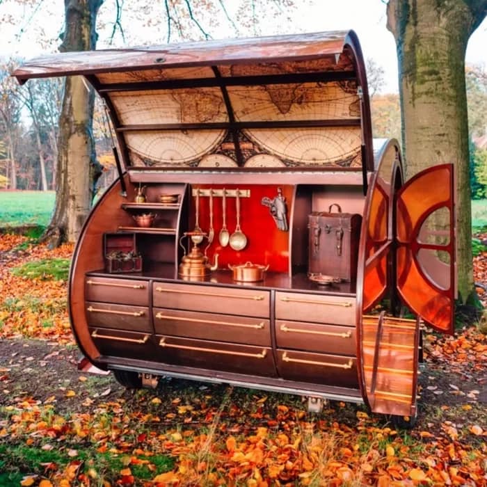 TearDropSteamPunk01 - 1EarthMedia Steampunk Teardrop Trailer by The Love Bird Company