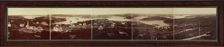 landscapephoto02-700 - 1EarthMedia Charles Bayliss and Bernhardt Otto Holtermann, Panorama of Sydney and the Harbour, New South Wales, 1875. Albumen prints on cloth.ย Art Gallery of New South Wales