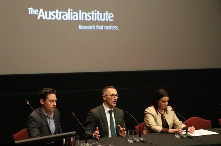 AustraliaInstituteMcKenzieDiNatalieLambie - 1EarthMedia Nick McKenzie, Richard Di Natale, Jacqui Lambie