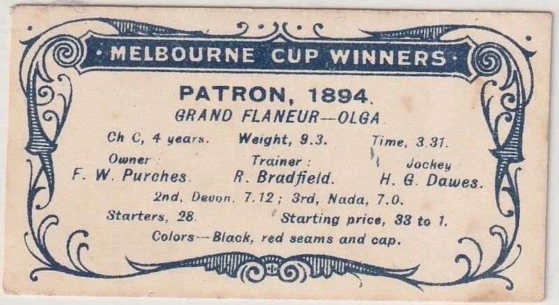CigaretteCard006 - 1EarthMedia 1906 WD & HO Wills Melbourne Cup Winners card