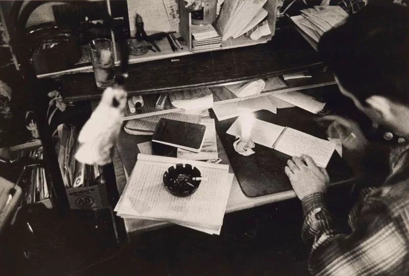 Robert Frank Jack Kerouac - 1EarthMedia Jack Kerouac at his desk by Robert Frank
