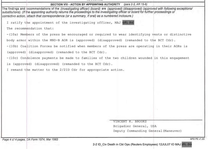 image-6 - 1EarthMedia General Vincent K. Brooks signed off on the orders for the investigators on 13 July, the day after the deaths.