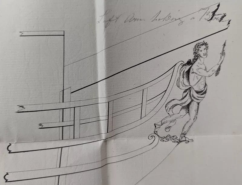 Figurehead HMS_Apollo - 1EarthMedia Figurehead design for HMS Apollo by Hellyer & Son dated 1817