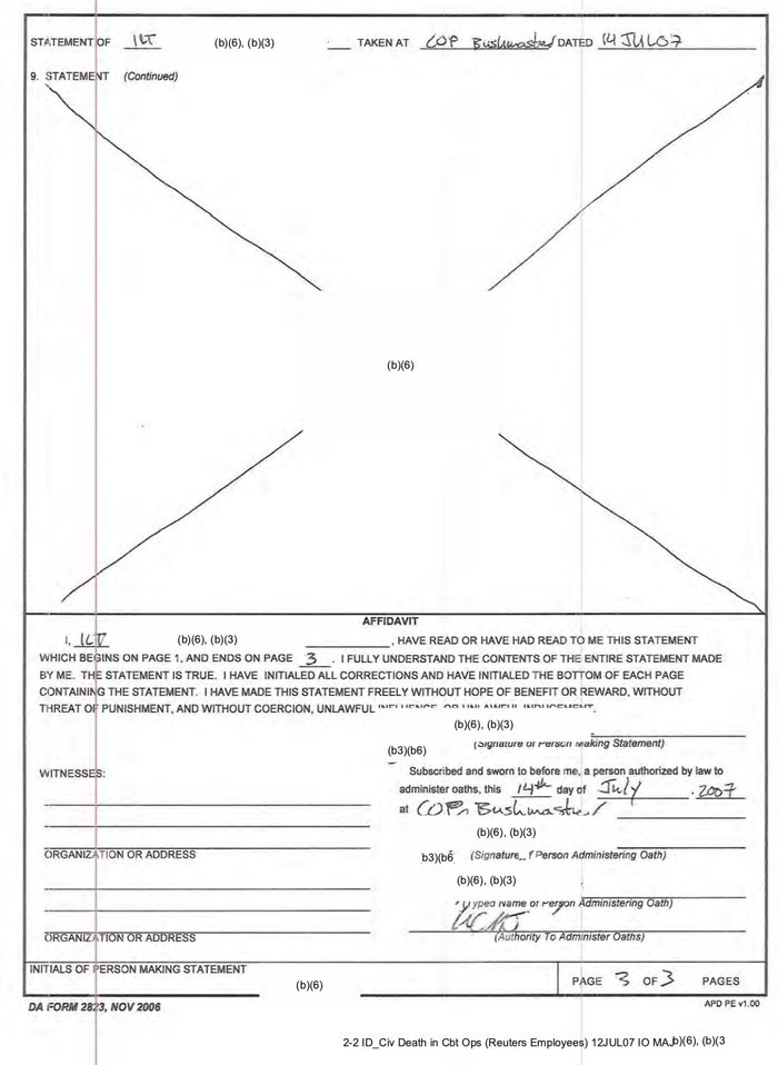 029 - 1EarthMedia Exhibit K – Sworn Statement of 1LT Platoon Leader, B/2-16 IN).