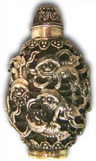 chinese_snuff2 - 1EarthMedia Chinese deeply moulded silver snuff bottle with monkey motif