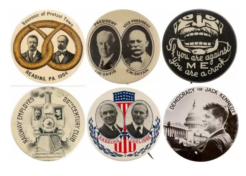 US political campaign buttons